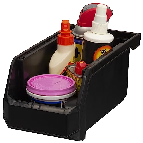 Medium Stackable Plastic Storage Bins, 8-Pack, Bla... (Black | Plastic)
