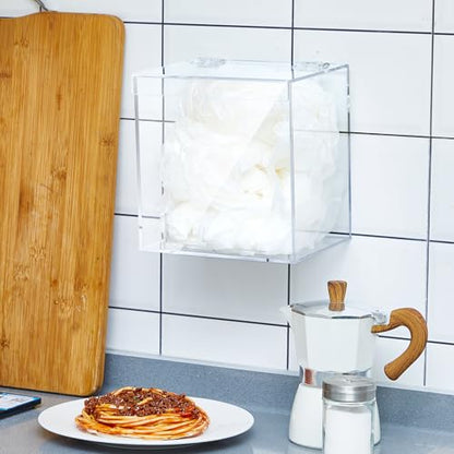 4 Pcs Acrylic Dispenser Wall Mount 6.9 x 6.7 x 5 Inch Beard Net Hair Net Holder Clear Acrylic Holder for Shoe Cover Glove