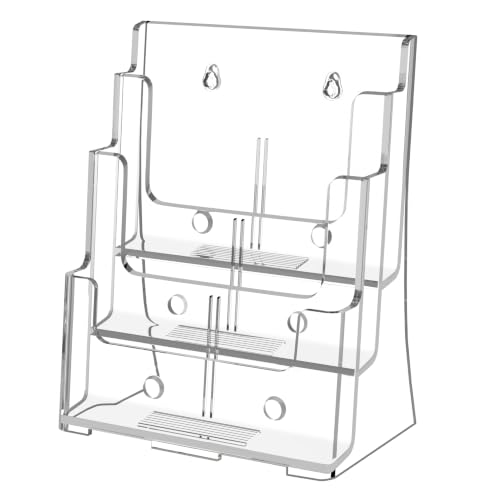 Acrylic Brochure Holder 8.5x11, Clear 3 Tier Magaz... (Clear | Acrylic)