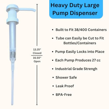 Heavy Duty Pump Dispenser for Gallon Jugs (1oz/2-Pack) Leak Proof Pump Dispenser for Shampoo, Laundry Detergent, Liquid, Water, Popcorn Butter, Snow Cone Syrup, Oils, 1 Gallon BPA-Free Dispenser