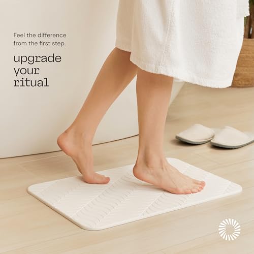 Deepstone Stone Bath Mat for Bathroom, Diatomaceous Earth Stone Mat Bathroom, Super Absorbent Quick Dry & Non Slip for Shower, Tub & Floor, 24" x 16", White