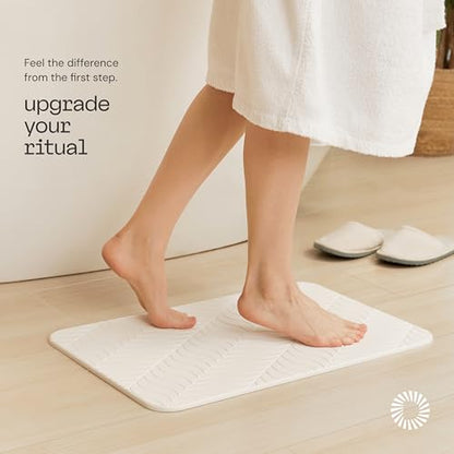 Deepstone Stone Bath Mat for Bathroom, Diatomaceous Earth Stone Mat Bathroom, Super Absorbent Quick Dry & Non Slip for Shower, Tub & Floor, 24" x 16", White