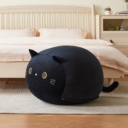 Stuffed Animal Storage Bean Bag Chair Cover for Kids Black Cat Beanbag Chair for Girls Large Size Toy Organizer Cover Only Without Filling