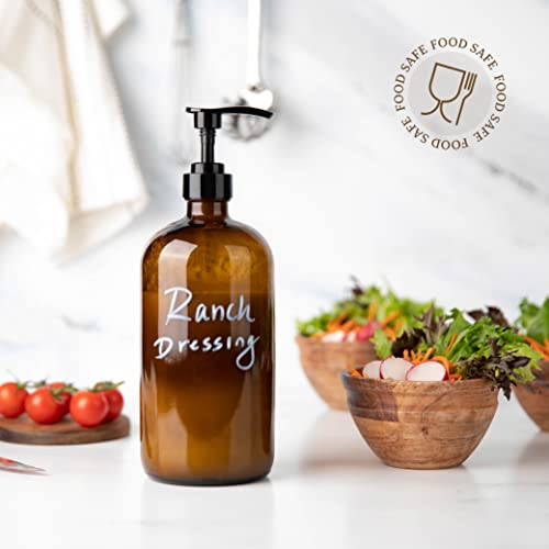 32 Ounce Glass Shampoo and Conditioner Dispenser Bottle with Pump, Shower - 1 Liter Body Wash Dispenser for Shower & Laundry Detergent Dispenser- by Kitchentoolz - Set of 2