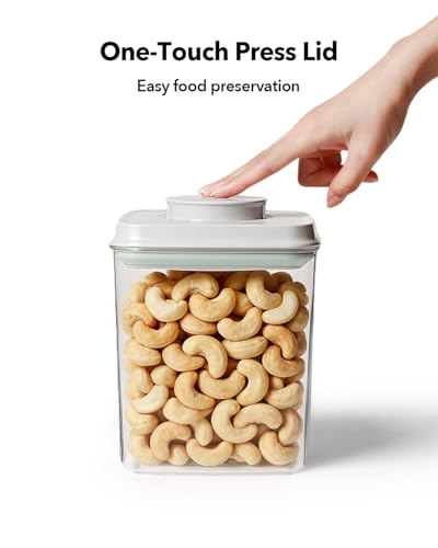 Airtight Food Storage Containers Set with One-Touch Lid, 2-Pack (2.8 QT / 2.65 L) Stackable PET, Best for Cereal, Flour, Rice & Baking Organizers.