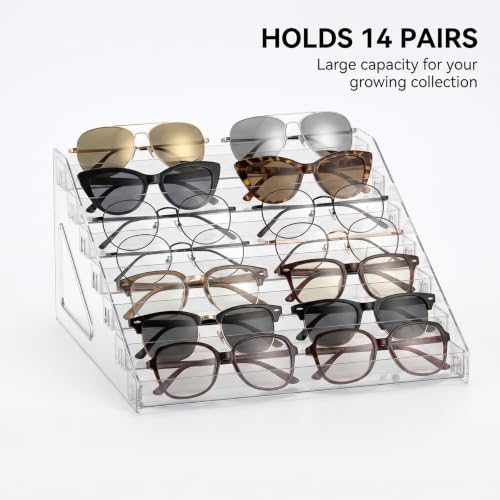 Sunglasses Organizer - Clear Eyeglasses Display stand - Eyeglasses Storage - For Glasses Tabletop Holder Stand(7 Layer)