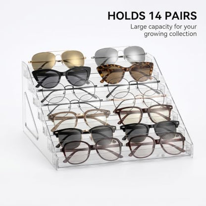 Sunglasses Organizer - Clear Eyeglasses Display stand - Eyeglasses Storage - For Glasses Tabletop Holder Stand(7 Layer)