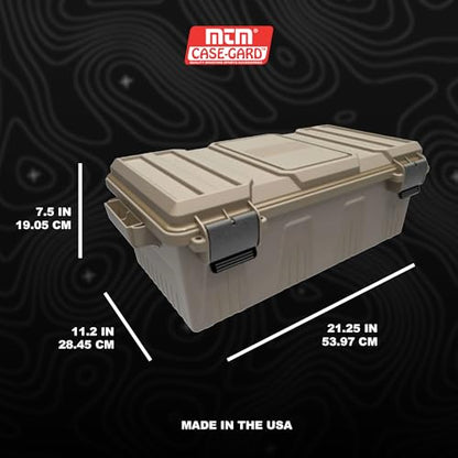 MTM ACDC30 Divided Ammo Crate Utility Box, Outdoor Gear & Tool Storage, Water- Resistant, Stackable, Snap Latch, 21"x11.2"x7.5", USA Made, Dark Earth