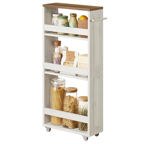 4-Tier Slide-Out Storage Cart, Slim Kitchen Cart f...