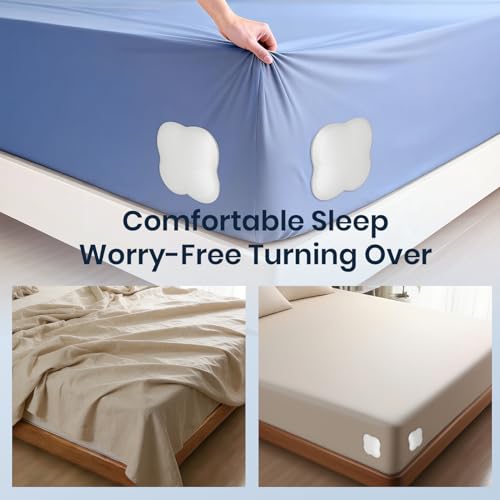 Sheet Holders 4 Pack,Bed Sheet Grippers One-Size-Fits-Most, Bed Sheet Holders for Corners Easy Installation Keeps Fitted Sheet Tight All Night(White)