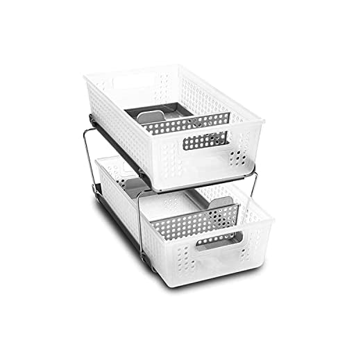 Two Tier Organizer with Dividers, Frost (Frost | Plastic)