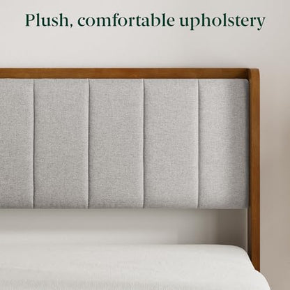 Zinus Jonas Bamboo Platform Bed Frame, Wingback Headboard, Queen
