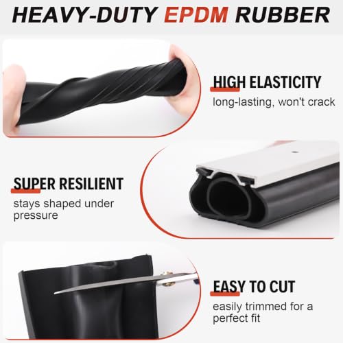 Garage Door Seals Bottom Rubber - Jobon 16.5 Ft Heavy-Duty Garage Door Weather Stripping Bottom Seal with Pre-drilled Aluminum Track Retainer Kit, Easy Installation for Home & Commercial