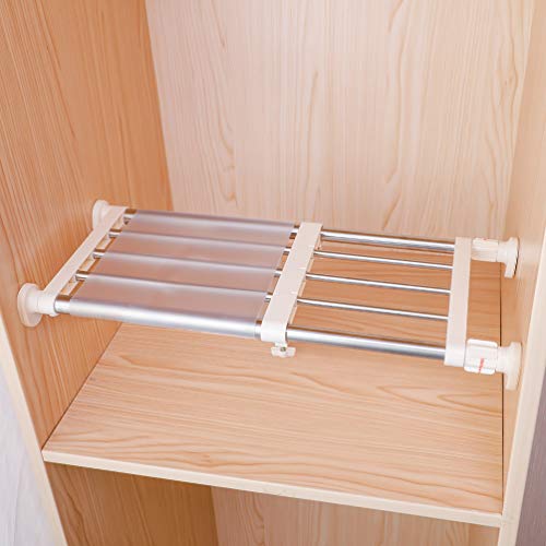Closet Tension Shelf & Rod Expandable, Adjustable... (Ivory)