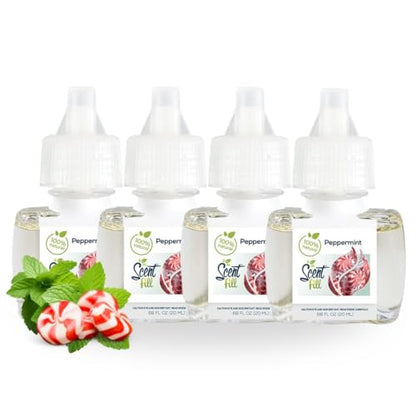 Scent Fill 100% Natural Peppermint Plug in Air Freshener, 4 Scented Oil Refills