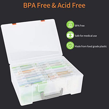 Photo Storage Box 4x6, 18 Inner Extra Large Organizer Acid-Free Photo Keeper Storage Case, Plastic Craft Storage Box for Stickers Stamps Seeds (Clear, 18 Boxes)