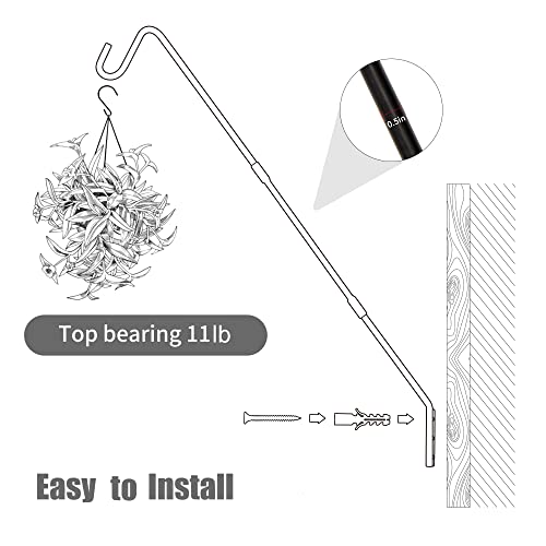 Juegoal Heavy Duty Deck Hook, 25 Inch or 36 Inch Wall Mounted Extended Reach Deck Hook Wall Pole Plant Bracket for Hanging Bird Feeder, Plants, Suet Baskets, Lanterns, Wind Chimes
