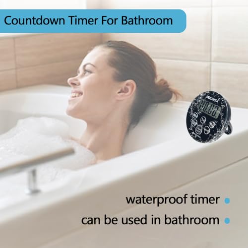 Digital Waterproof Shower Clock Timer | Bathroom Countdown Cooking Kitchen Timer with Alarm Magnetic-Back Stand, Ideal for Shower Bathroom