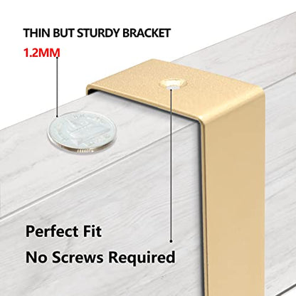 Over The Door Hooks Door Hanger, Moving 6-Hooks Over Door Coat Rack for Hanging, Aluminum Heavy Duty Door Organizer for Towel Robe Hat Bag, Behind Back of Door Bathroom (Gold)