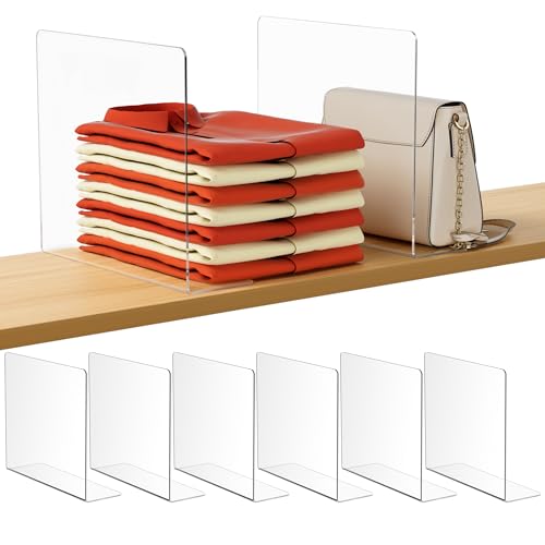 Acrylic Shelf Dividers for Closet Organization, 6... (6 Count | Acrylic)