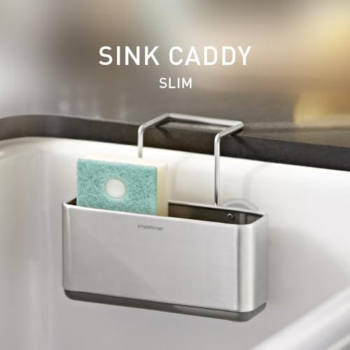 simplehuman Slim Sink Caddy Sponge Holder, Brushed Stainless Steel, Silver