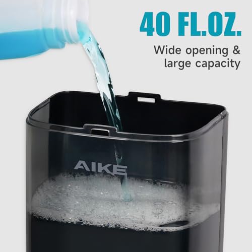 AIKE Liquid Commercial Soap Dispenser,40oz Capacity for Bathroom Black | Screw Wall Mount Install Design for Space-Saving,Transparent Pot with Key and Large Capacity for Commercial Bathroom,AK1007
