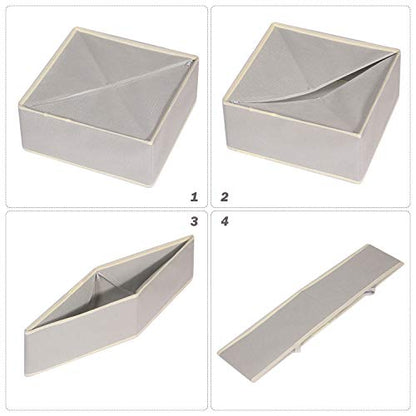 DIOMMELL Set of 4 Foldable Cloth Storage Box Closet Dresser Drawer Organizer Fabric Baskets Bins Containers Divider for Clothes Underwear Socks Lingerie Clothing, Grey 40-0000