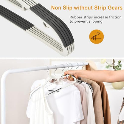 Plastic Hangers - 30 Pack, Non Slip Slim Coat Hangers, Heavy Duty Thin Plastic, 17.1" for Women/Men Clothes