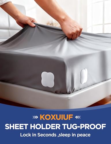 Sheet Holders Lock Bed Sheet Grippers - Fitted Sheet Holder for Corners Keep Sheets Firm & Tight Fit All Sheet Sizes,360 Degree Bed Sheet Tightener Easy Installation