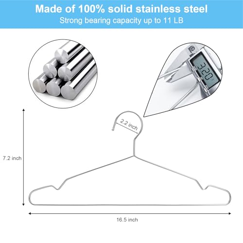 Coat Hangers 40 Pack Clothes Hangers, Seropy Metal Hanger Heavy Duty Wire Hangers with Non Slip Notch, Ultra Thin Stainless Steel Hanger Space Saving Clothing 16.5 Inch
