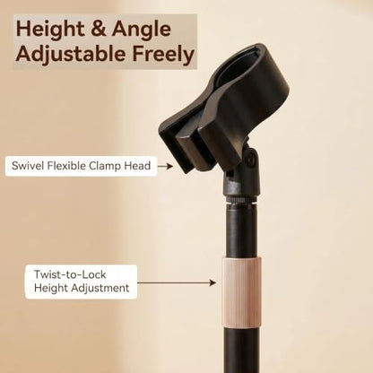 Hair Dryer Stand Holder Hands Free for Vanity Desk Blow Dryer Holder, Height Adjustable, 360° Rotating, Stable Base, Fits Most Hair Dryer, Countertop
