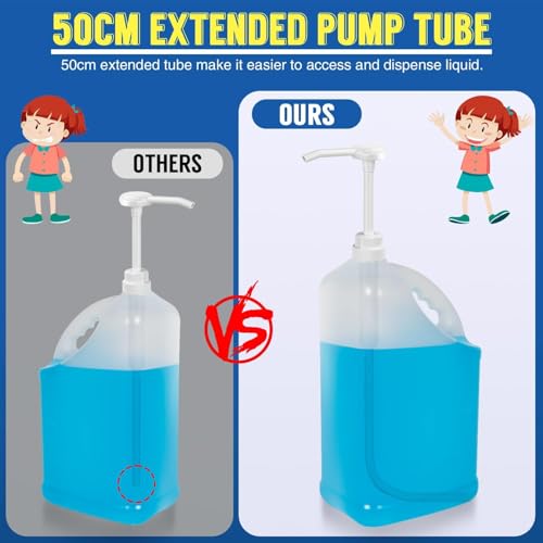 4 Pack 38-400 1 oz 5 Gallon Pump Dispenser with 50cm Extended Tube | Pump for Large Gallon Bucket, Cap to Avoid Dripping, Great for Shampoo, Conditioner, Bleach Liquid, Laundry, Detergent, Oil