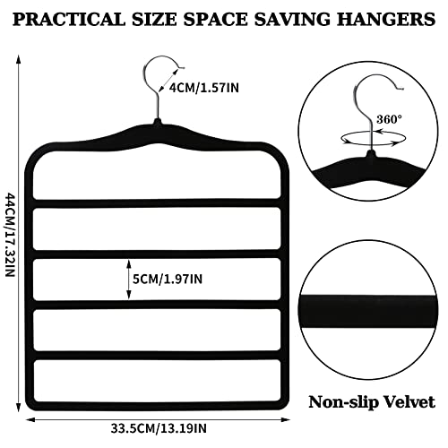 Closet Organizers and Storage, 3 Pack Velvet Pants-Hangers-Space-Saving | Non Silp 5 Tier Scarf Jeans Closet Organizer, Dorm Room Essentials for College Students Girls Boys Guys, Home Storage