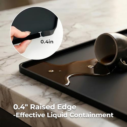 24×16-inch Barista-Grade Coffee Station Mat: Catch Spills, Protect Countertops! Silicone, Water Resistant & Heat Resistant. Perfect Under, as Dish Dryer or Pet Mat. (Black)
