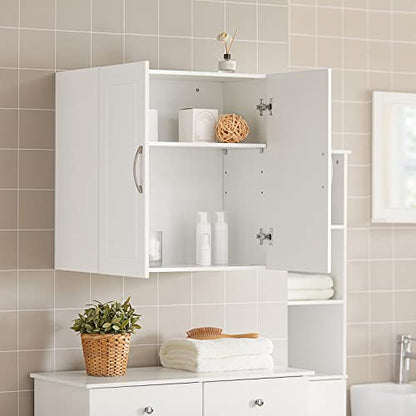Haotian Wall Cabinet Laundry Room, Medicine Cabinet for Bathroom Kitchen Garage, Wall Storage Cabinet with Adjustable Shelf, White FRG231-W | Over the Toilet Storage Cabinet, Floating Wall Storage Medicine Cabinet With Customizable Shelf, FRG231-W