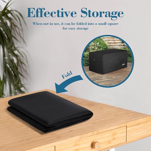 Deck Box Cover, Waterproof 600D Oxford, 52 x 27 x 27 in | Heavy-Duty 600D Fabric, Waterproof Protection, UV Resistant, Outdoor Storage Cover, Waterproof Outdoor Furniture Covers