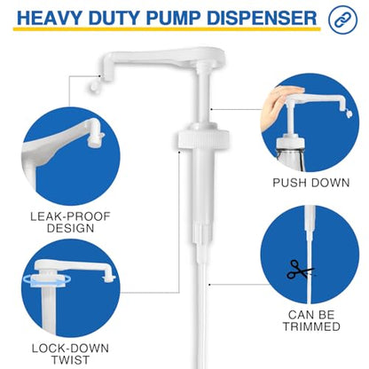 4Pcs 38-400 Leak Proof Gallon Jug Syrup Pump Dispenser | Lotion Shampoo Pump Cap Included, Fits 1 Gallon Bottle 64oz 128oz, Shampoo Laundry Detergent Containers
