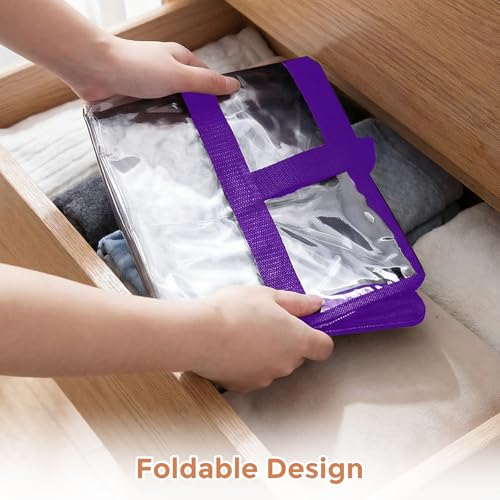 6 Pack Clear Storage Bags for Clothes, 40L Closet Organizers and Storage | Plastic storage with zipper and handle, moving bags, under-bed storage, closet organizer for blankets, comforters, toys