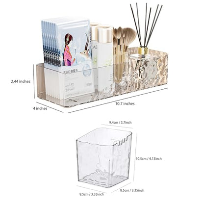Lae Nuvole Adhesive Shower Caddy 4-Pack, Wall Bathroom Organizer, Clear | No-Drill, Renter Friendly, Quick-Drain Bottom, Holds 11 lbs, for Shower & Makeup Storage, apartment dweller, home organizer