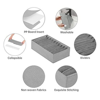4 Packs T-shirt Drawer Organizers for Clothing,10 Grids Compartment Wardrobe Storage Box, Washable Clothes Organizer for Folded Clothes, T-shirt, Legging, Silk Scarve