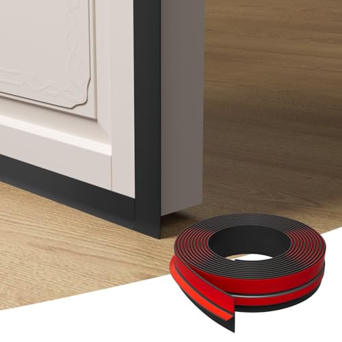 T-Shaped Weather Stripping Seal, Black Silicone, 1.37 in x 20 ft | Flexible door seal strip covers door, window, and bathroom gaps; peel-and-stick design helps reduce drafts