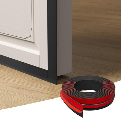 T-Shaped Weather Stripping Seal, Black Silicone, 1.37 in x 20 ft | Flexible door seal strip covers door, window, and bathroom gaps; peel-and-stick design helps reduce drafts