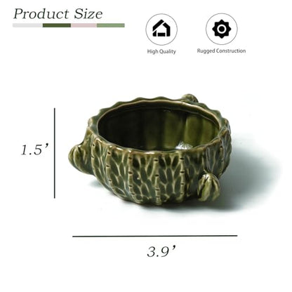 2 Pack Cactus Ceramic Paper Cilp Holder, Western Office Desk Decor | Cute Binder Clip Box with Non-Slip Bottom, Ideal for Home Vanity, Office Desk to Keep Bobby Pin, Hair Clip and Tiny Items