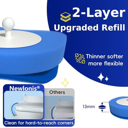 Newlonis® Disposable Toilet Bowl Brush, 32 Scented Refills, Wall-Mounted | Touch-Free, Toilet Cleaning Supplies