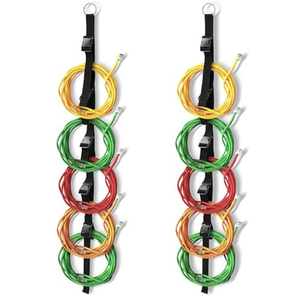 2 Pcs Extension Cord Organizers and Storage Garage Extension Cord Holder with 5 Slots Organizer Black Cord Organizer Straps for Vertical Space Cable Hose Rope String Lights