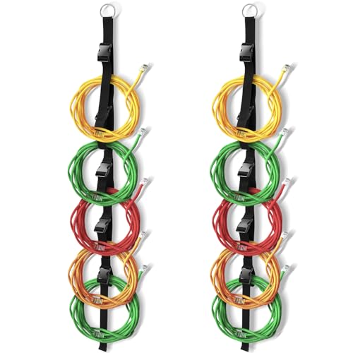 2 Pcs Extension Cord Organizers and Storage Garage Extension Cord Holder with 5 Slots Organizer Black Cord Organizer Straps for Vertical Space Cable Hose Rope String Lights