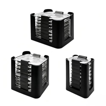 Lid Organizer for Rubbermaid Brilliances,Fits 4.7 & 3.2 Cup,1.3 Cup,0.5 Cup | Food Storage Container Lid Organizer for Rubbermaid Brilliances,Lid Organizer for Kitchen Cabinet - Holds 24 Lids (Black)