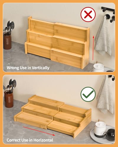 Spice Rack, 3-Tier Expandable Bamboo Spice Rack Or... (Bamboo set 2 | Bamboo)