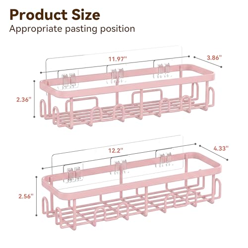 Shower Caddy Adhesive, Rustproof Shower Organizer, Wall Shower Rack | Large Capacity Shower Shelves for Inside Shower, No Drill Shower Storage, Shampoo Shower Holder, Bathroom Shower Shelf