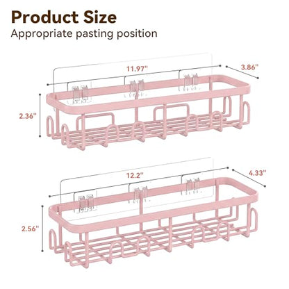 Shower Caddy Adhesive, Rustproof Shower Organizer, Wall Shower Rack | Large Capacity Shower Shelves for Inside Shower, No Drill Shower Storage, Shampoo Shower Holder, Bathroom Shower Shelf
